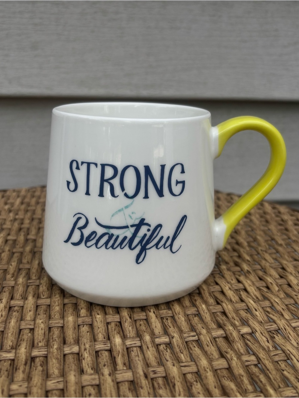 Threshold "Strong & Beautiful" Ceramic Coffee Mug with Yellow Handle